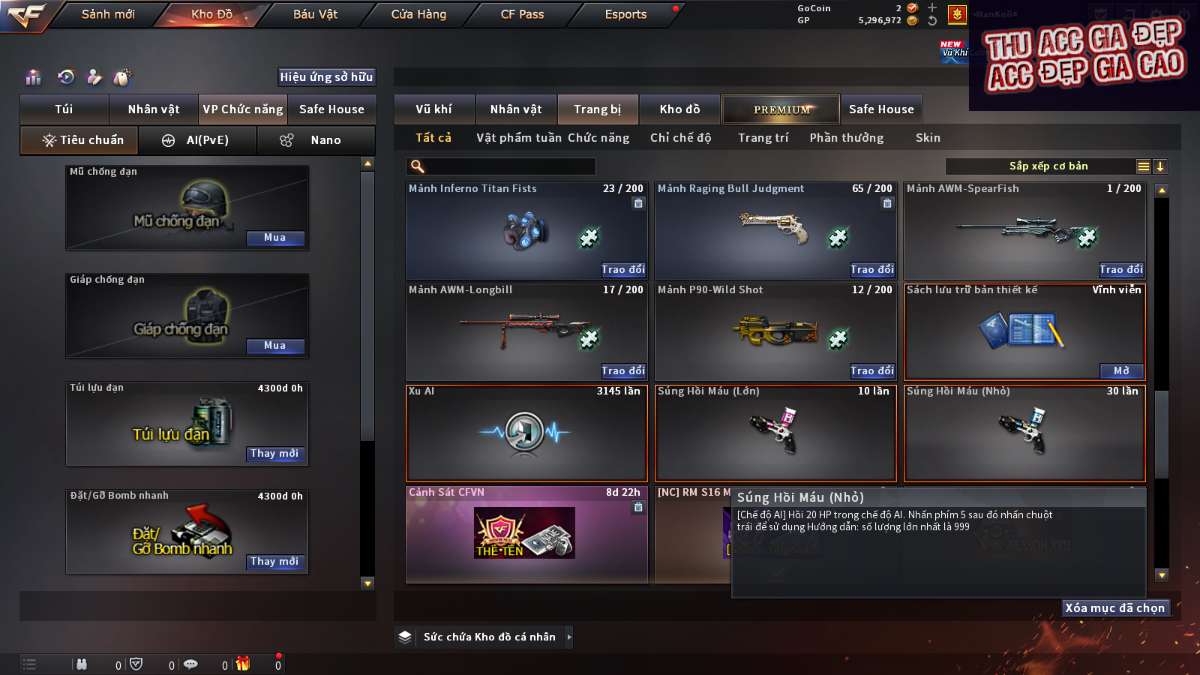 shop acc cf uy tin gia re
